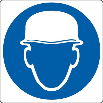 Vloerpictogram “veiligheidshelm verplicht” Wit & Blauw Anti-slip-vloersticker