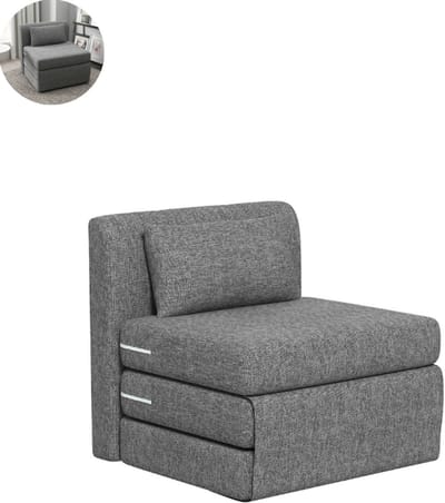 Slaapstoel - Uitklapbaar - Slaapbank - Logeerbed - Zetelbed - Slaapfauteuil - Vouwbed - 1 persoons - Zeer comfortabel - Grijs