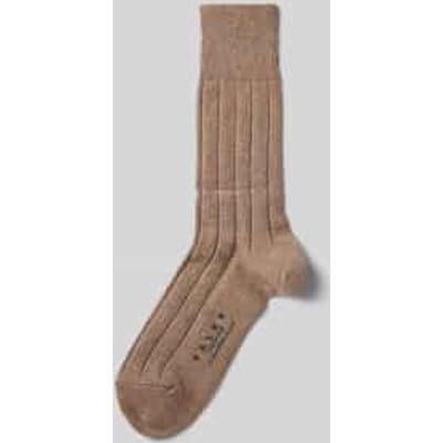 FALKE Lhasa Rib eenkleurig wol kasjmier sokken heren bruin - maat 39-42