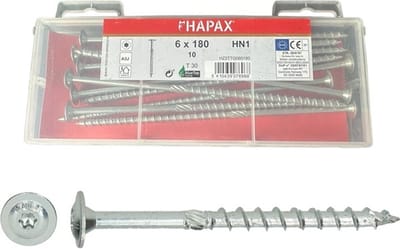 Hapax - Tellerkopschroeven - deeldraad Tx 30 - 6x180mm - 10 st