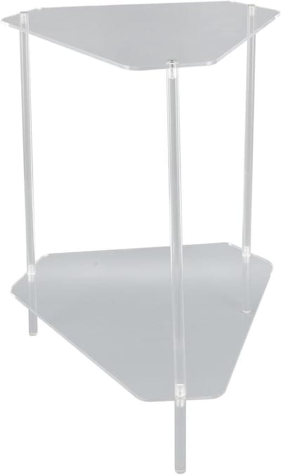 Hoekbijzettafel Acryl - Transparant Tafeltje - Ruimte Besparen - Twee Lagen Opslag - 34x50cm - Helder