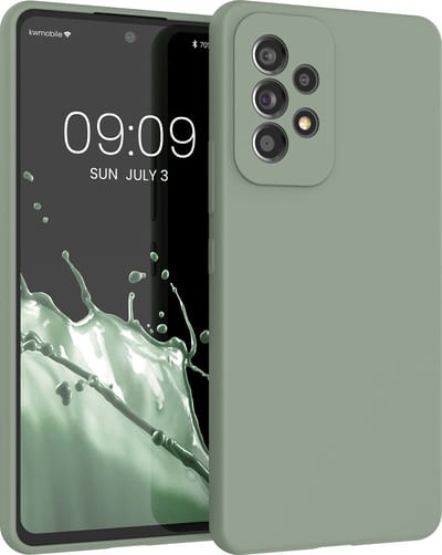 kwmobile telefoonhoesje geschikt voor Samsung Galaxy A53 5G - Hoesje met siliconen coating - Smartphone case in grijsgroen
