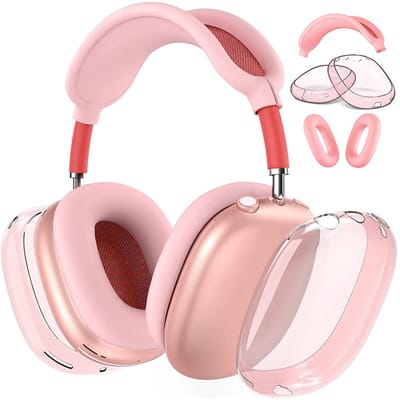 Beschermhoesje voor oordopjes om je oordopjes te beschermen tegen krassen en beschadigingen, Zacht siliconen,geschikt voor AirPods Max oordopjes - Transparant roze