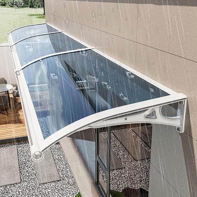 Deurluifel Aluminium Polycarbonaat - Overkapping Voordeur - Bescherming Buiten - Weerbestendig UV-bestendig - 61 x 61 cm