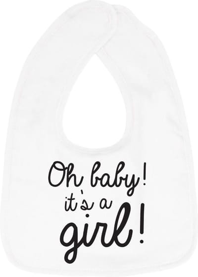 Hospitrix Slabbetje met tekst "Oh baby! It is a girl! " Wit - Cadeau Zwangerschap - Baby Kwijldoek - Kwijllap - Morslap - Bavette