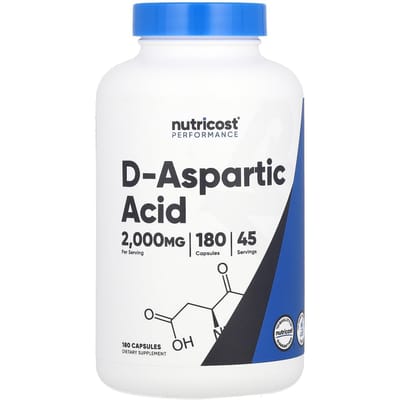 Nutricost, Verbetering van Atletische Prestaties, d-Asparaginezuur, 2.000 mg, 180 Capsules (500 mg per capsule)