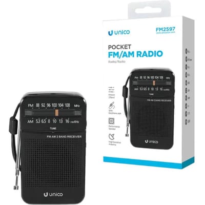 UNICO FM2597 Draagbare Radio FM/AM met Jack – Zwart