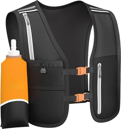 Famanu – Hardloopvest met Telefoonhouder - Hydratatievest met 500ml Opvouwbare Waterfles - Reflecterend Vest voor Mannen en Vrouwen - Lichtgew