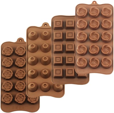 Unyqoos® Set van vier veelzijdige siliconen gietvormen voor chocolade en ijs