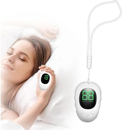 longziming -Palm Slaapmassageapparaat - ABS & siliconen - 15 intensiteiten & 2 modi - Draadloos & USB-oplaadbaar - LED-bediening - Handmassageapparaat voor ontspanning - Wit - 40 x 37 x 67 mm