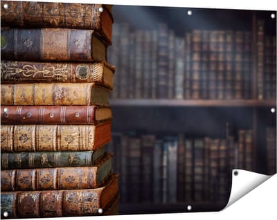 Gards Tuinposter Oude Historische Boeken - Retro - 120x80 cm - Tuindoek - Tuindecoratie - Wanddecoratie buiten - Tuinschilderij