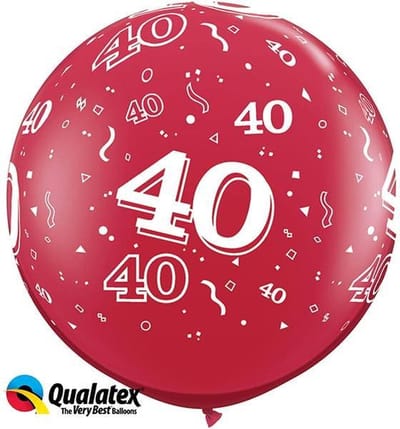 Qualatex - 40 Jaar Ballon Robijn Rood 90 cm.