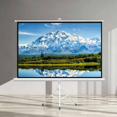 Intrekbaar projectiescherm - Mobiel bioscoopscherm - Filmavond in tuin - Dubbele beeldverhouding - 40 inch - Wit