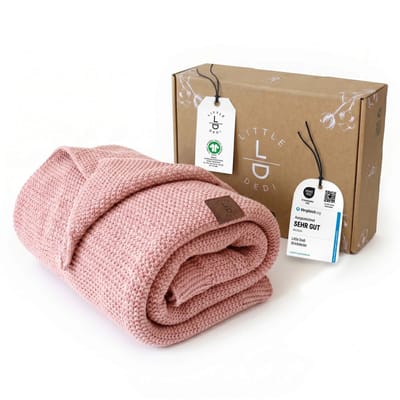 Little Dedi Alina Babydeken – Gebreid – 100% Biologisch Katoen – GOTS – 80x100 cm – Roze