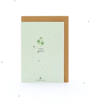 Wenskaart Veel Geluk - Zaadpapier - Bloemzaden - Duurzaam en Plasticvrij - Eenvoudig te Planten - Perfect voor Succeswensen