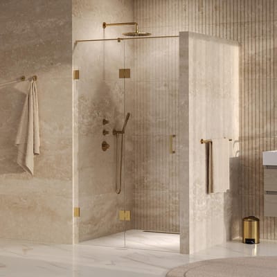 Brauer Void - Nisdeur - 2-Delig - Helder Glas - 110 x 200 cm - Omkeerbaar - met Draaideur 60 cm - Aan Glas - incl. Glascoating - PVD Goud