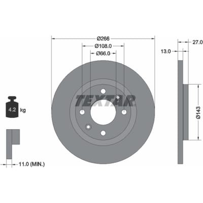 Remschijf TEXTAR 92089103 voorkant, compleet, 1 Stuk