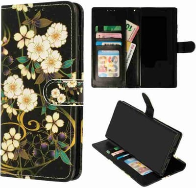 Cityhoesje – Bookcase – Geschikt voor Samsung S24 – S25 Print Bloemen Geel