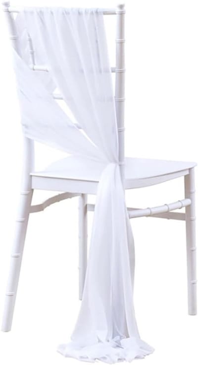 Elegante Stoelhoezen Set van 10 Stuks voor Bruiloften en Feesten - Chiffon Stoffen Sierstrikken voor Decoratie in Wit