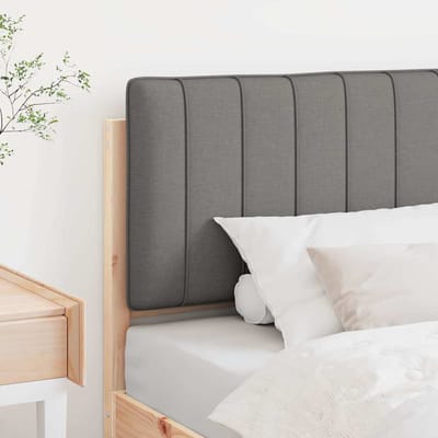 vidaXL - Gestoffeerd - hoofdbord - met - hoofdeinde - Bruin - en - Lichtgrijs - 90 - cm