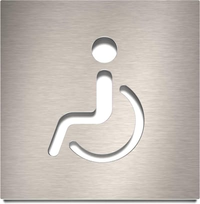 Toiletbord Roestvrij Staal - Pictogram Bord - Aanduiding Deur - Zelfklevend Onderhoudsvriendelijk - 120 x 120 mm - Zilverkleurig