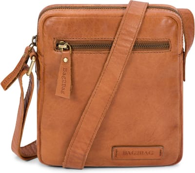 Bag2Bag - Kisa -Kleine - Platte - Crossbodytas - Leer - Uniseks - Heren - Vrouwen - Cognac