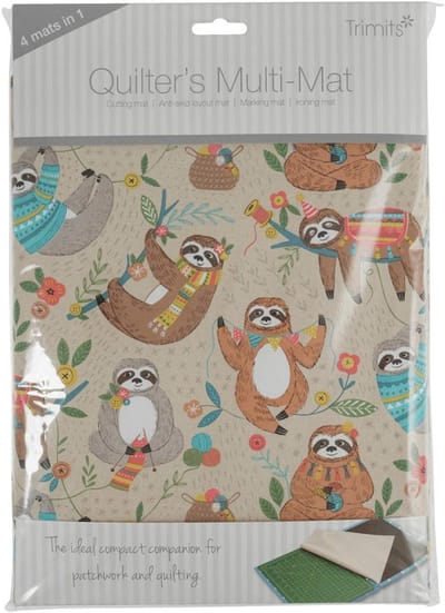 Quilter's Multi Mat - Snijmat Strijkplank - Quilten Patroon Tekenen - 4-in-1 Functie Ruimtebesparend - Rechthoekig Katoen - Luiaard Print