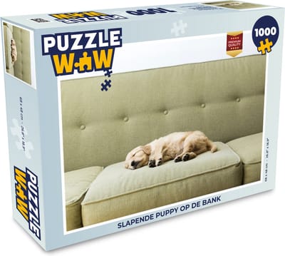 Puzzel Slapende puppy op de bank - Legpuzzel - Puzzel 1000 stukjes volwassenen