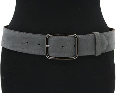 Dames heupriem donkergrijs suede met zwarte gesp - 5 cm breed - Suède - Brede riem - Casual - Maat 80