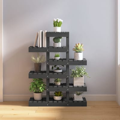 vidaXL - Plantenstandaard - 85x25x109,5 - cm - massief - grenenhout - grijs
