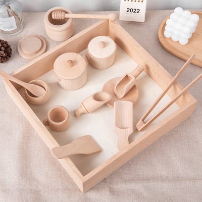 Houten Sensory Speelbak met accessories | Speelbak | Houten Bak | Sensory Play | Open einde spel | Montessori Speelgoed
