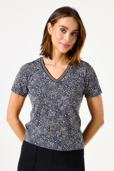 GARCIA Dames Effen T-shirt Zwart Korte mouw