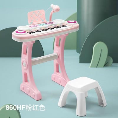 Piano de taille moyenne 37 touches haute qualité Haute qualité Avec microphone haute qualité Haute qualité Et chaise haute qualité Enfants'S rose