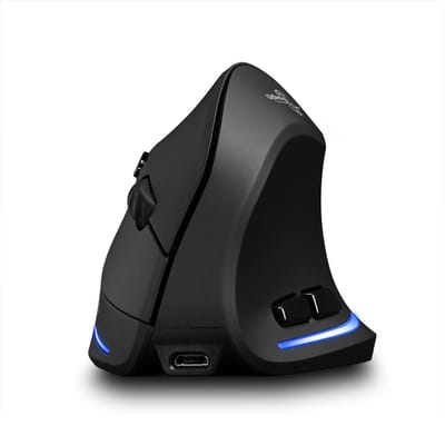 ZELOTES F-35B Draadloze Gaming Muis 2.4G+BT3.0+BT5.0 Drie-modus Ergonomische Verticale Muis 3-versnelling zwart