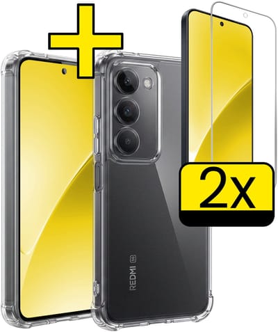 Hoesje - Met Screenprotector - 2 Stuks - Geschikt voor Xiaomi 15 - Sterk & Shockproof - Siliconen Case - Back Cover - Telefoon Hoes - Shock Proof - Telefoonhoesjes - Transparant