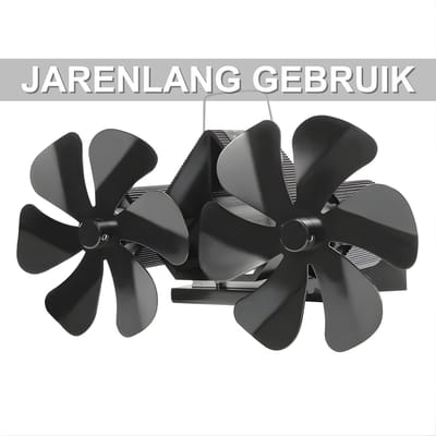 Kachelventilator – Haardventilator - Voor houtkachels / open haarden – Warmte-aangedreven, stille werking, energiebesparend – 12-blade + dubbele 6-blade uitvoering