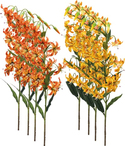 Emerald - Kunstbloem Lelie 80cm Oranje - Set van 8 - Kunstplant voor binnen