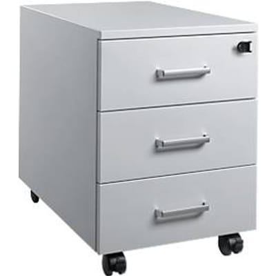 Verrijdbare ladeblok 333 - 3 laden - plaatstaal met poedercoating - B 420 x D 600 x H 570 mm - lichtgrijs – ons merk Schäfer Shop Pure