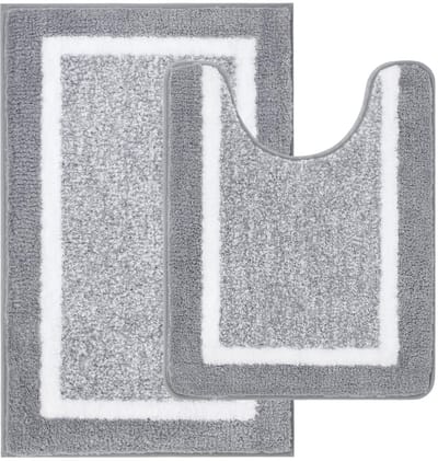 Dailygoods - Antislip Badmatten - 2 Stuks - Microvezel - Donkergrijs