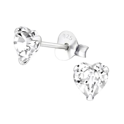 Aramat Jewels | Oorbellen | Transparante Hartjes Oorstekers 5 mm | | | |5mm | Zilver | Volwassenen, Kinderen | Verkleurd niet