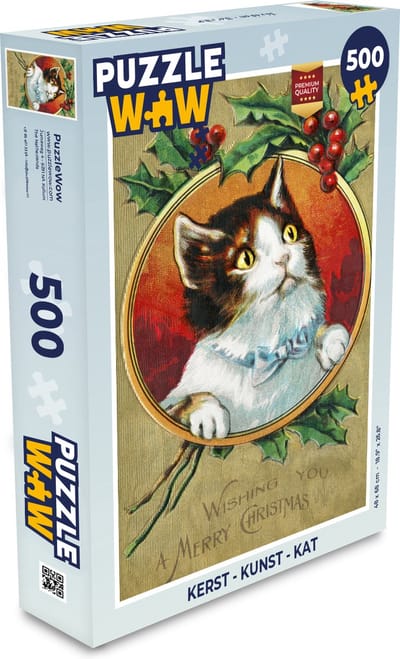 Puzzel Kerst - Kunst - Kat - Legpuzzel - Puzzel 500 stukjes - Kerst - Cadeau - Kerstcadeau voor mannen, vrouwen en kinderen