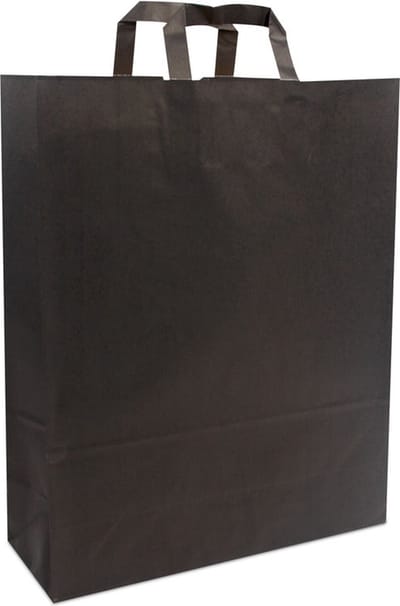 Cadeautasjes met platte handgreep, budget tassen zwart, 22x10x31cm (250 stuks)