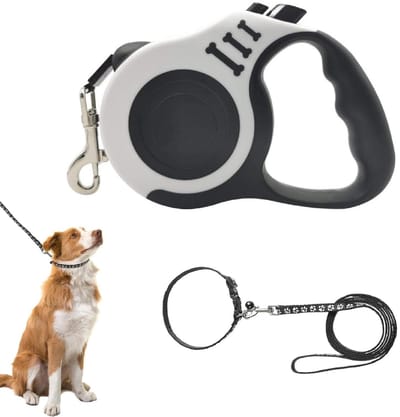 Dailygoods- Hondenriem Uittrekbaar 5 m - Antislip Handgreep - 360° Draaibare Haak - Voor Kleine/Middelgrote Honden - Duurzaam Nylon - Blauw - Rollijn