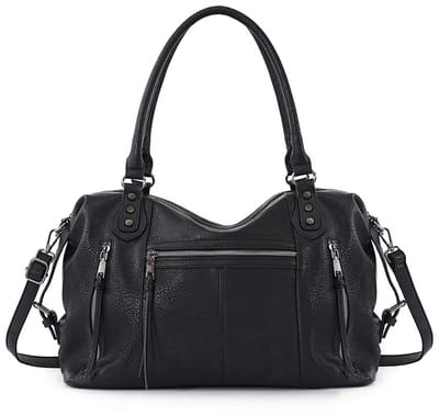TANTOMI - Dames Handtas - Middelgrote - Vintage Shopper met rits - 15 inch Laptoptas - Schoudertas - voor Werk, Winkelen en Reizen - Zwart