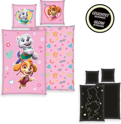 Dekbedovertrek Paw Patrol Meisjes 135x200 cm incl 1 sloop 80x80 cm / Glow in the Dark