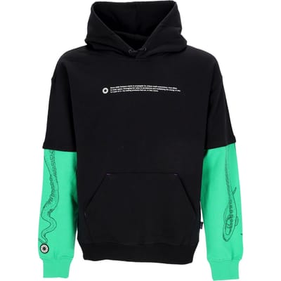 Lichtgewicht herensweatshirt met capuchon, logo en overhoodie, groen/zwart
