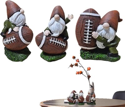 Voetballer Gnome - Sport Beeldje - Tuindecoratie - Levensgetrouwe Details - 3 Stuks - Multicolor