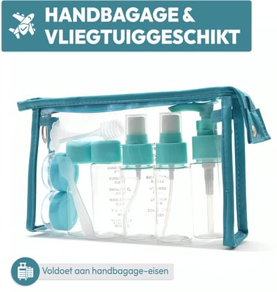 Transparante toilettas – 10-delige reisset – Handbagage proof (1 liter)