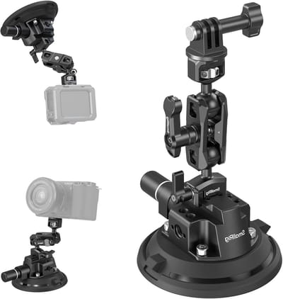 4 inch camera zuignap met balhoofd en magische arm, autobevestiging voor lichte camera's, actiecamera's en smartphones, vacuüm zuignap tot 3 kg belasting - 4236