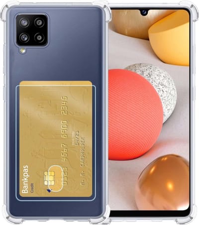 Hoesje - Geschikt voor Samsung Galaxy A42 - Met Pashouder en Kaarthouder - Telefoon Hoes Shockproof - Siliconen Case - Back Cover - Shock Proof - Pasjes Houder - Telefoonhoesjes - Transparant